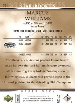 2007-08 Upper Deck - Electric Court Gold #221 Marcus Williams Back
