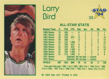 1993-94 Star #33 Larry Bird Back