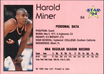 1993-94 Star #94 Harold Miner Back