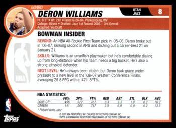2007-08 Bowman - Chrome #8 Deron Williams Back
