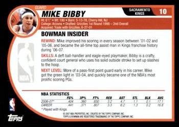 2007-08 Bowman - Chrome #10 Mike Bibby Back