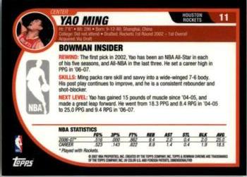 2007-08 Bowman - Chrome #11 Yao Ming Back