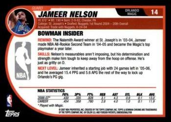 2007-08 Bowman - Chrome #14 Jameer Nelson Back