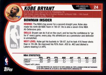 2007-08 Bowman - Chrome #24 Kobe Bryant Back