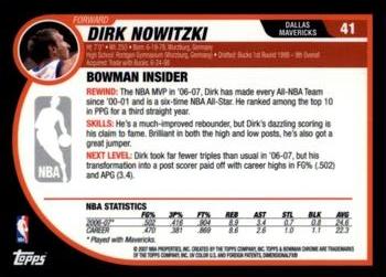 2007-08 Bowman - Chrome #41 Dirk Nowitzki Back