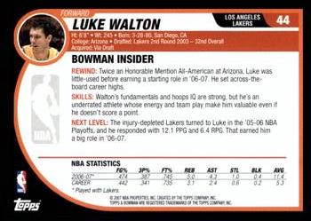 2007-08 Bowman - Chrome #44 Luke Walton Back