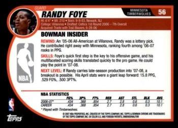 2007-08 Bowman - Chrome #56 Randy Foye Back