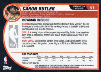 2007-08 Bowman - Chrome #67 Caron Butler Back