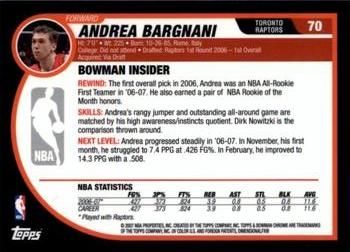 2007-08 Bowman - Chrome #70 Andrea Bargnani Back