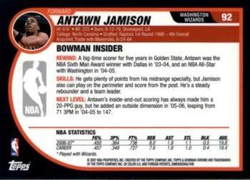2007-08 Bowman - Chrome #92 Antawn Jamison Back