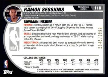 2007-08 Bowman - Chrome #118 Ramon Sessions Back