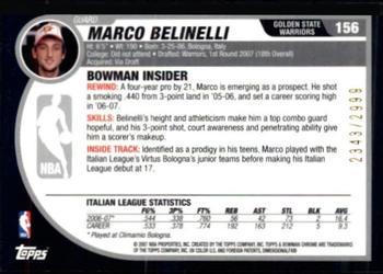 2007-08 Bowman - Chrome #156 Marco Belinelli Back
