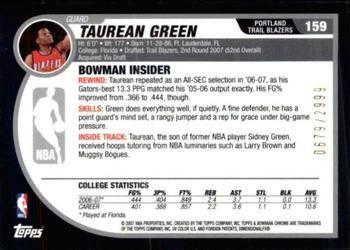 2007-08 Bowman - Chrome #159 Taurean Green Back