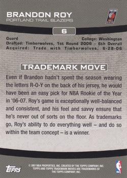 2007-08 Topps Trademark Moves #6 Brandon Roy Back