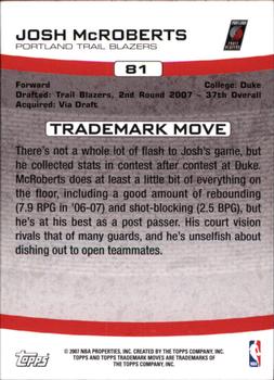 2007-08 Topps Trademark Moves #81 Josh McRoberts Back