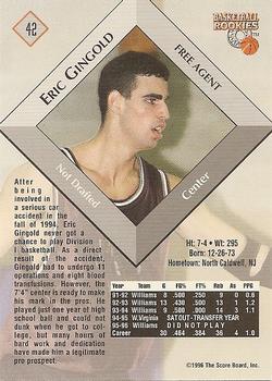 1996 Score Board Rookies #42 Eric Gingold Back