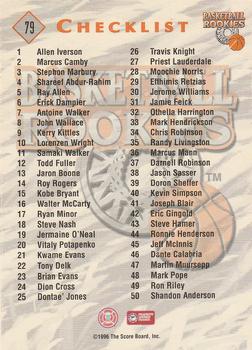 1996 Score Board Rookies #79 Allen Iverson Back