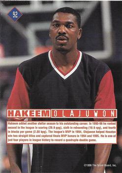 1996 Score Board Rookies #92 Hakeem Olajuwon Back