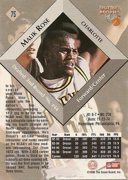 1996 Score Board Rookies #75 Malik Rose Back
