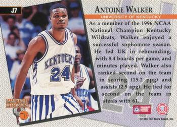 1996 Score Board Rookies - College Jerseys #J7 Antoine Walker Back