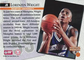 1996 Score Board Rookies - College Jerseys #J8 Lorenzen Wright Back