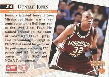 1996 Score Board Rookies - College Jerseys #J14 Dontae' Jones Back