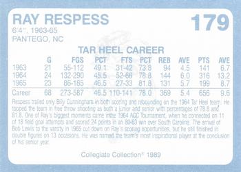 1989 Collegiate Collection North Carolina's Finest #179 Ray Respess Back