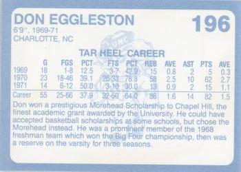 1989 Collegiate Collection North Carolina's Finest #196 Don Eggleston Back