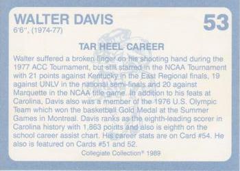 1989 Collegiate Collection North Carolina's Finest #53 Walter Davis Back