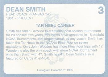 1989 Collegiate Collection North Carolina's Finest #3 Dean Smith Back