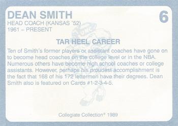 1989 Collegiate Collection North Carolina's Finest #6 Dean Smith Back
