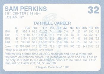 1989 Collegiate Collection North Carolina's Finest #32 Sam Perkins Back