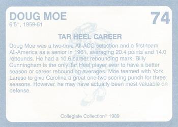 1989 Collegiate Collection North Carolina's Finest #74 Doug Moe Back