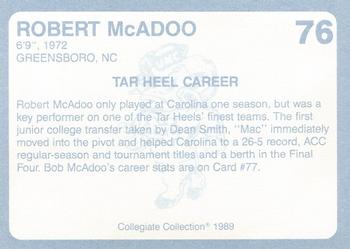 1989 Collegiate Collection North Carolina's Finest #76 Robert McAdoo Back