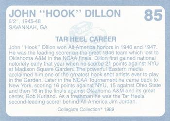1989 Collegiate Collection North Carolina's Finest #85 John Dillon Back