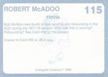 1989 Collegiate Collection North Carolina's Finest #115 Robert McAdoo Back