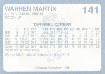 1989 Collegiate Collection North Carolina's Finest #141 Warren Martin Back
