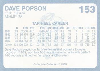 1989 Collegiate Collection North Carolina's Finest #153 Dave Popson Back