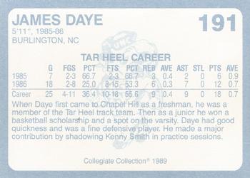 1989 Collegiate Collection North Carolina's Finest #191 James Daye Back