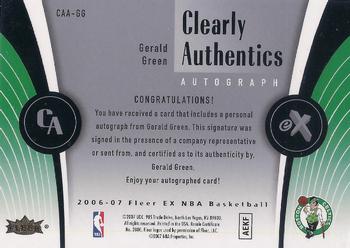 2006-07 E-X - Clearly Authentics Autographs #CAA-GG Gerald Green Back