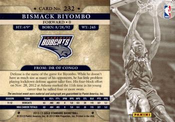 2012-13 Panini Gold Standard #232 Bismack Biyombo Back