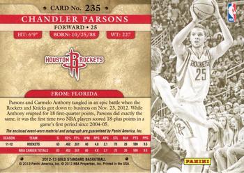 2012-13 Panini Gold Standard #235 Chandler Parsons Back