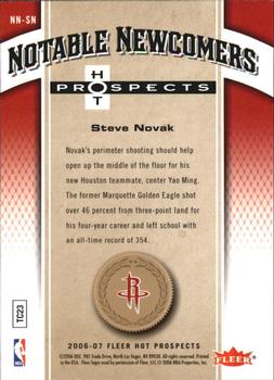 2006-07 Fleer Hot Prospects - Notable Newcomers #NN-SN Steve Novak Back