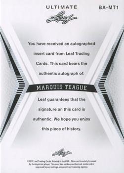 2012 Leaf Ultimate Draft - Gold #BA-MT1 Marquis Teague Back