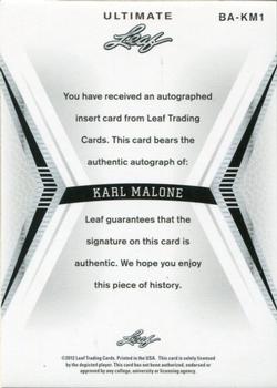 2012 Leaf Ultimate Draft - Inscriptions #BA-KM1 Karl Malone Back