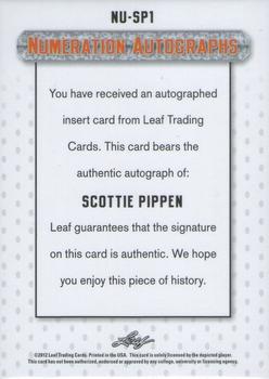 2012 Leaf Ultimate Draft - Numeration #NU-SP1 Scottie Pippen Back