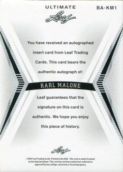 2012 Leaf Ultimate Draft - Silver #BA-KM1 Karl Malone Back