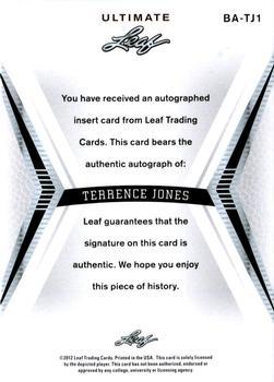 2012 Leaf Ultimate Draft - Silver #BA-TJ1 Terrence Jones Back
