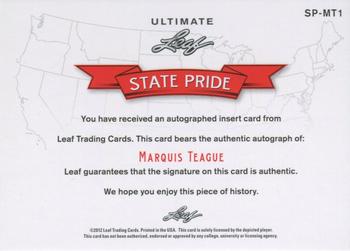 2012 Leaf Ultimate Draft - State Pride Gold #SP-MT1 Marquis Teague Back