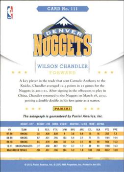 2012-13 Hoops - Autographs #111 Wilson Chandler Back